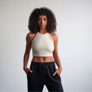 Beige Cropped Tank Top